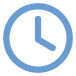 Blue clock showing 3 o'clock time.